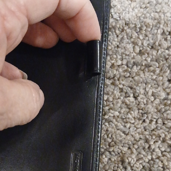 Coach Black Leather Checkbook Holder with Signature Pattern - Picture 8 of 8